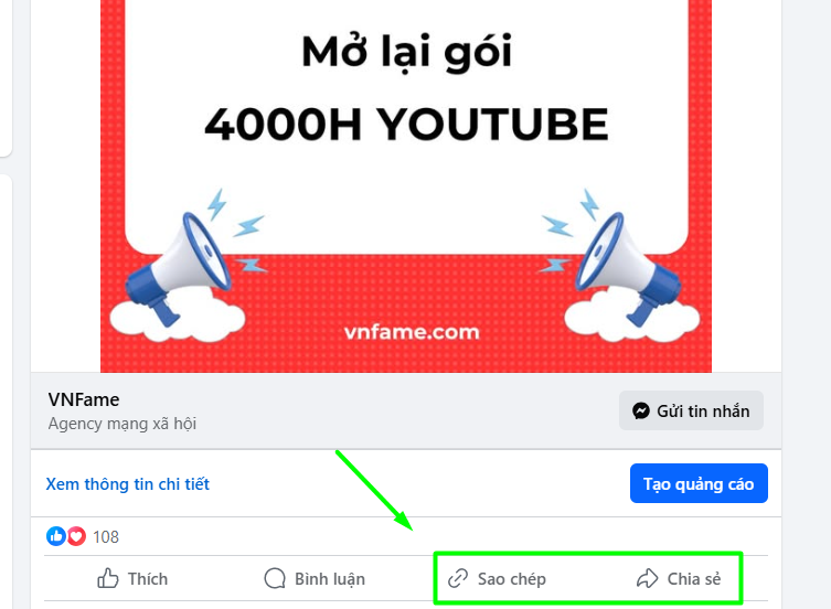 Lấy link để lấy ID facebook
