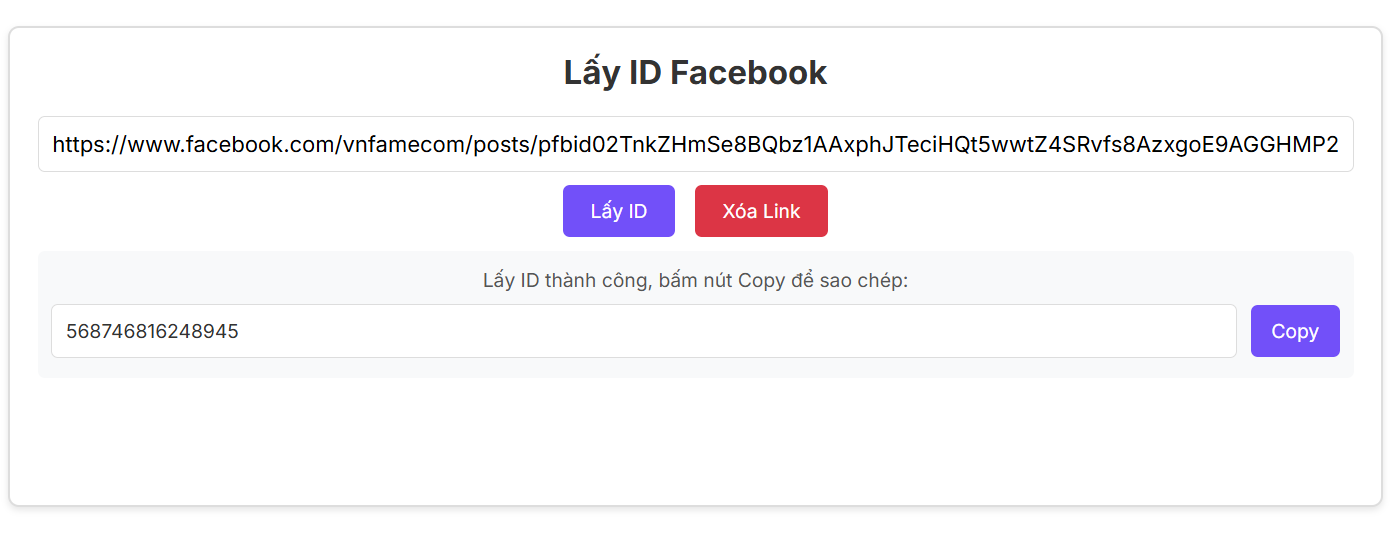 Tool trả về ID FB nhanh chóng, tiện lợi