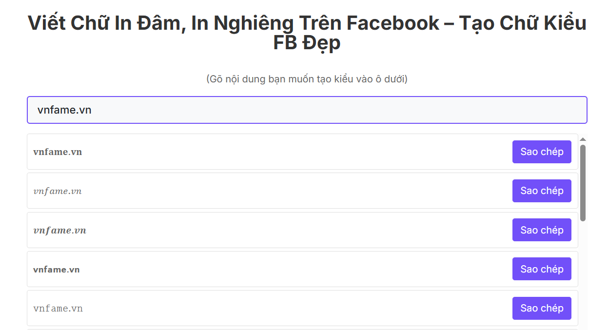 Tool viết chữ in đậm, in nghiêng, chữ kiểu trên facebook